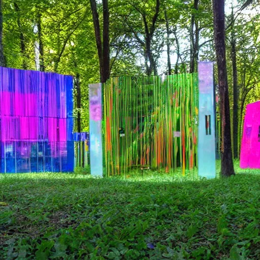 Image similar to paperclip in a hall of mirrors, outdoor art installation, colour hd photography