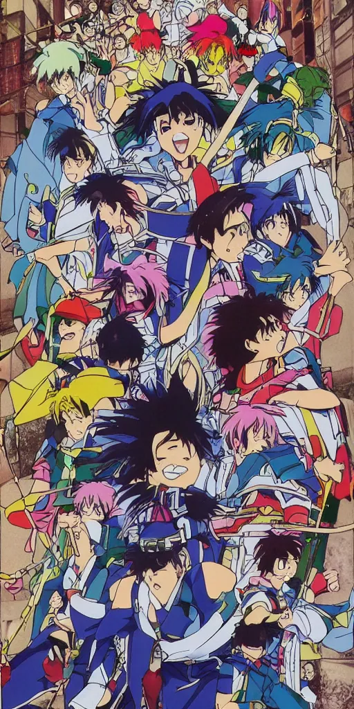 Image similar to a chariot in tokyo, 1990s anime, full color,
