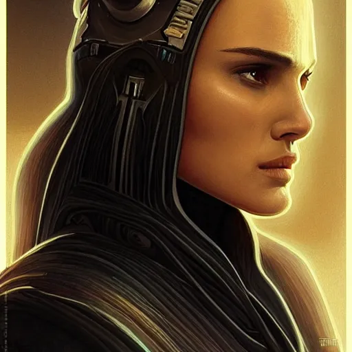 Image similar to natalie portman, female, jedi master, wearing the traditional jedi robe, beautiful and uniquely odd looking, detailed symmetrical close up portrait, intricate complexity, in the style of artgerm and ilya kuvshinov, magic the gathering, star wars art,