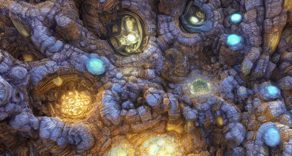 Image similar to 3 d mandelbulb fractals, octane render, unreal engine lumen, cinematic, high detail, hyper realism, 8 k