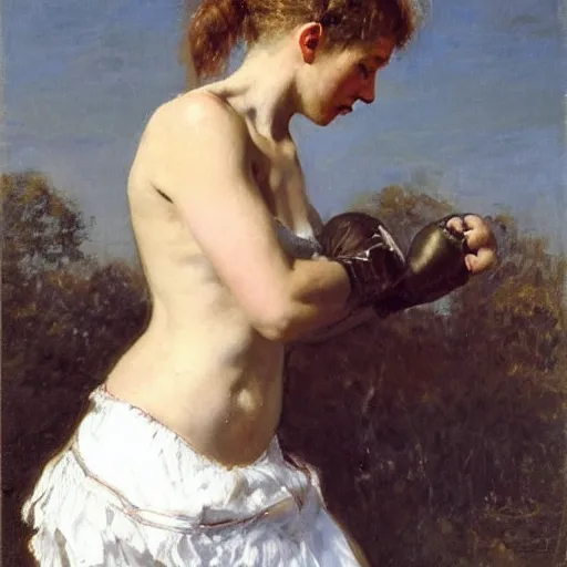 Image similar to female boxer by alfred stevens