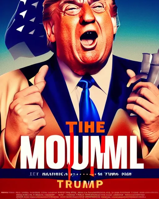 Prompt: the mogul, john goodman portrays donald trump, vibrant movie poster, minimalist, digital art, fan art, trending on artstation, octane render