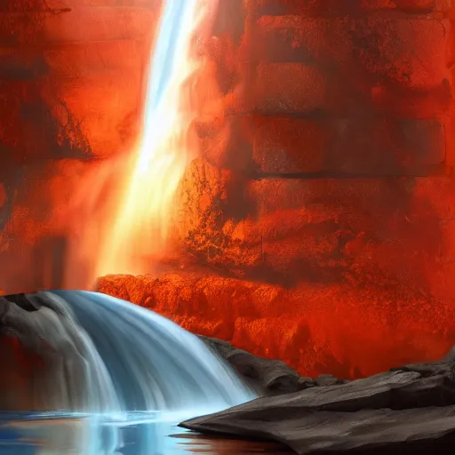 Image similar to a waterfall of orange soda, artstation, concept art, matte painting