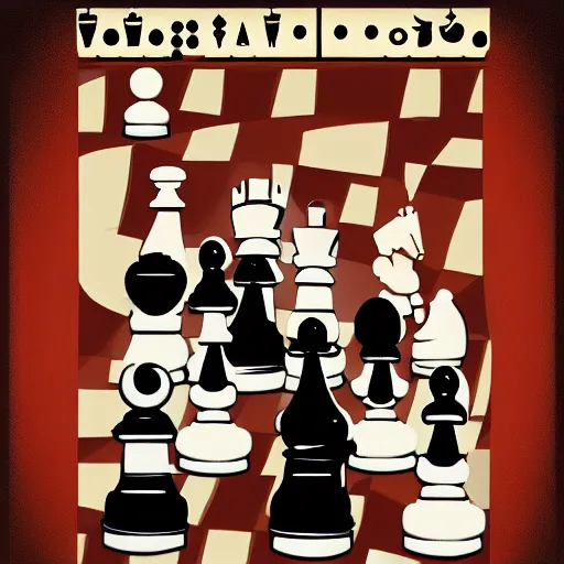 Image similar to chess fantasy, 2d matte colors, poster style