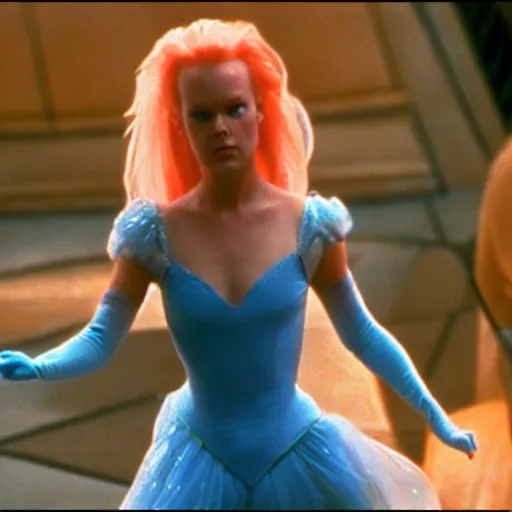 Prompt: A still of Cinderella in the Fifth Element (1997), directed by Luc Besson 4k