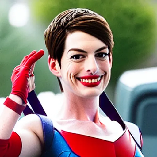 Image similar to Anne Hathaway as captain america