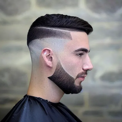 Image similar to super cool buzzed haircut for a man
