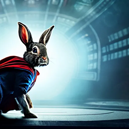 Image similar to Film still of a rabbit as Dr. Strange in avengers endgame, 4k