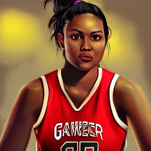 Prompt: painting of an woman basketball player, cg worker artstation