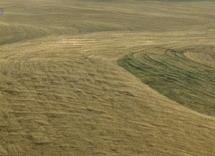 Image similar to endless bland pale bleached sloping wheat farmland by bill watterson from mulan ( 1 9 9 7 )