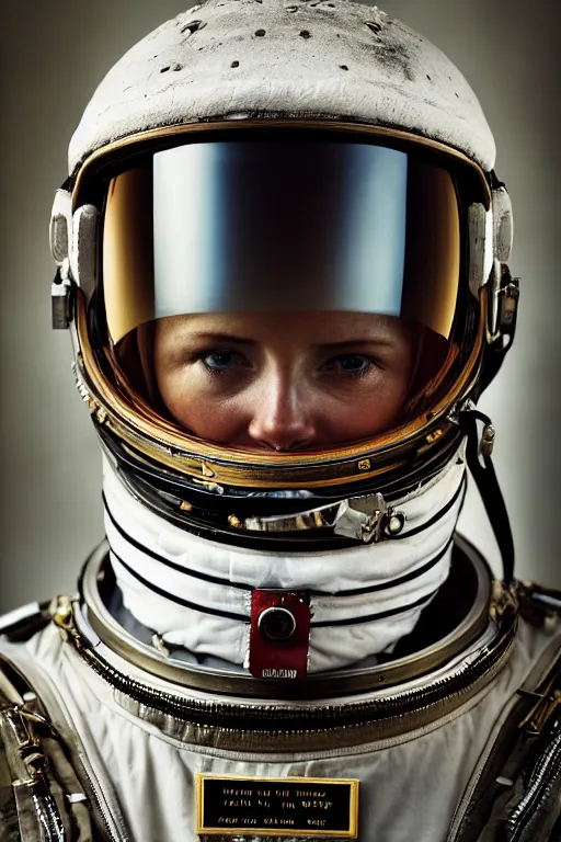 Image similar to extremely detailed portrait of astronaut, helmet, visor, full frame, award winning photo by jimmy nelson