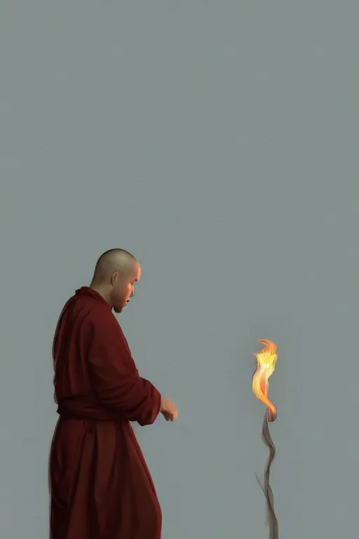 Image similar to A profile of a single monk meditating in flames by Afshar Petros, Trending on artstation.