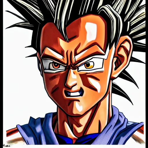 Prompt: photorealistic, extremely detailed, goku with christopher walken ’ s face