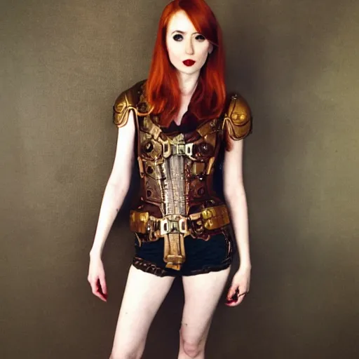 Image similar to full body photo of karen gillan as a steampunk amazon warrior