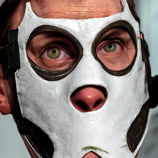 Image similar to Live Action Still of Jerma985 in The Mask Film, real life, hyperrealistic, ultra realistic, realistic, highly detailed, epic, HD quality, 8k resolution, body and headshot, film still