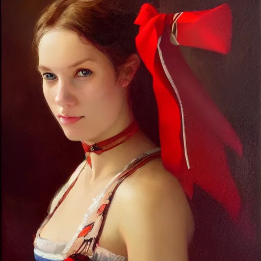 Image similar to portrait of a swiss woman ( 3 5 ) from switzerland in 2 0 2 1, an oil painting by ross tran and thomas kincade