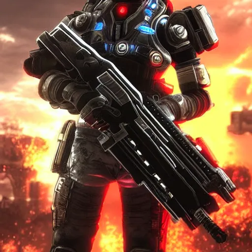 gorgeous anime girl in Gears of War, Stable Diffusion