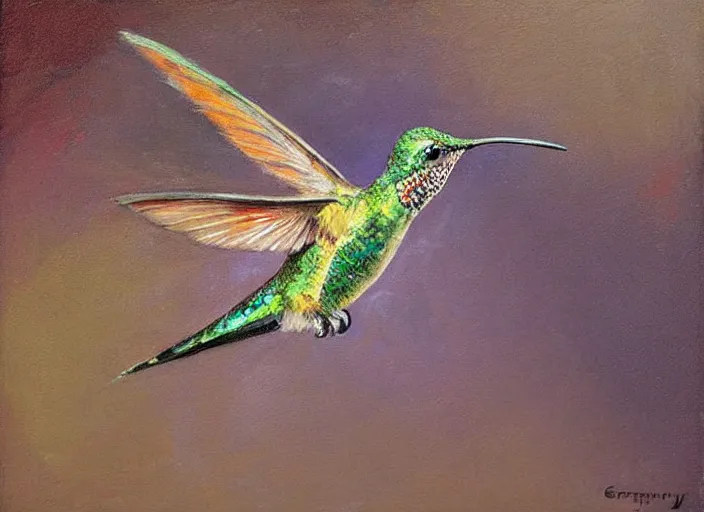 Image similar to “ a highly detailed beautiful portrait of a killer hummingbird, by gregory manchess, james gurney, james jean ”