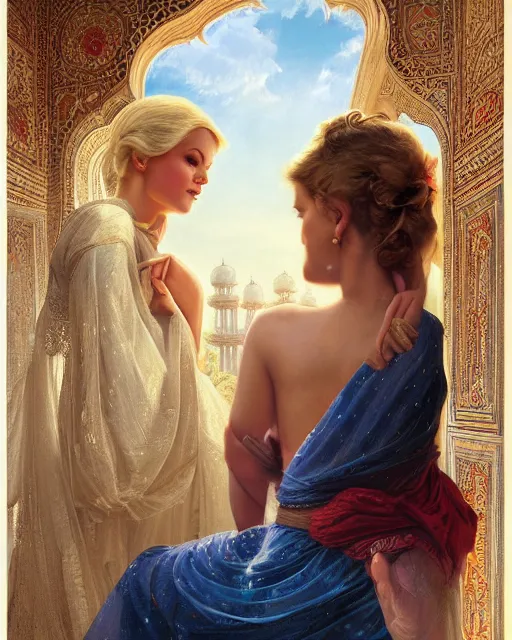 Image similar to tuesday weld visits the taj mahal by charlie bowater, by francine van hove, by alex horley, by tom chambers, by gil elvgren