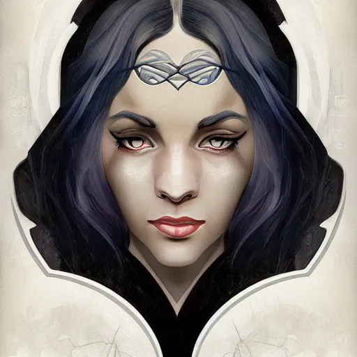 Prompt: an art nouveau, ( streamline moderne ), multi - racial portrait in the style of anna dittmann and charlie bowater and clyde caldwell. very large, clear, expressive, and intelligent eyes. symmetrical, centered, ultrasharp focus, dramatic lighting, photorealistic digital matte painting, intricate ultra detailed background.