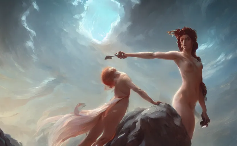 Image similar to A painting of Aphrodite trending on artstation in the style of Greg Rutkowski