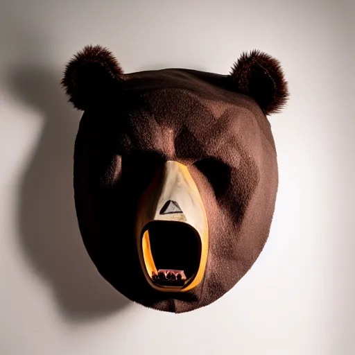 Prompt: mask of bear, studio photo, soft lighting