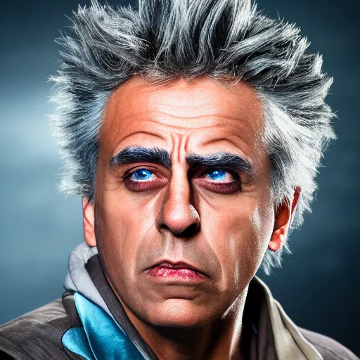 Image similar to rick sanchez closeup photograph dslr photorealistic, studio lighting, ektachrome, detailed, intricate, face detail, perfect face