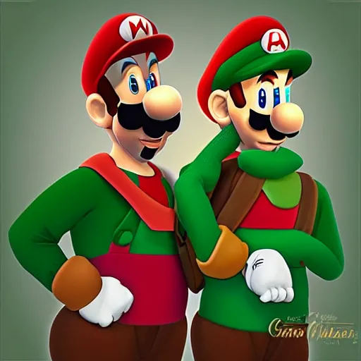 Prompt: “ mario and luigi in a drab cafe in style of godfather ”