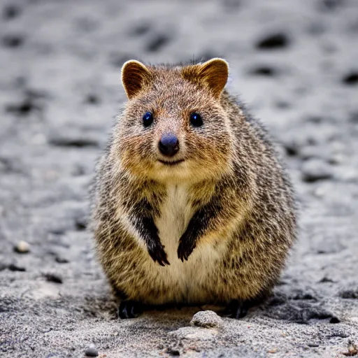 Image similar to an quokka on the surface of the moon, 🌕, canon eos r 3, f / 1. 4, iso 2 0 0, 1 / 1 6 0 s, 8 k, raw, unedited, symmetrical balance, wide angle