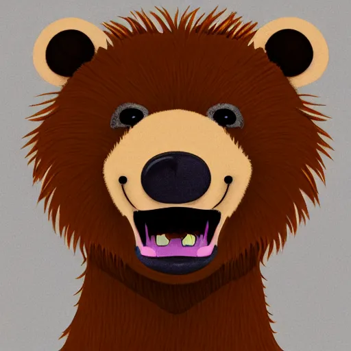 Image similar to Anime frazzled brown bear headshot, Anime art by Avetetsuya Studios trending on Artstation, blank background, no cropping