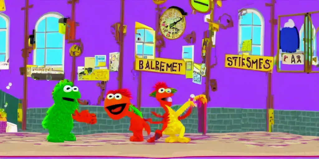 Image similar to Screenshot from “Barney vs Sesame Street” for the PS2