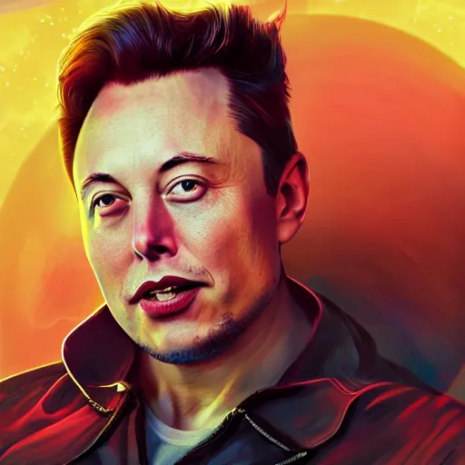 Prompt: realistic portrait photo of elon musk in space, colorful, dramatic lighting, chrome materials, octane render, high detailed 3 d stylized render, victorian ornaments, cinematic