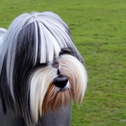 Image similar to an horse with a shi tzu head, horse dog hybrid