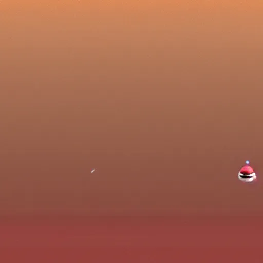 Prompt: a colony on mars by Hayao Miyazaki. a flying vehicle hovering over bright red mars surface