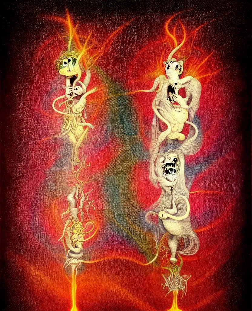 Image similar to whimsical freaky creature sings a unique canto about'as above so below'being ignited by the spirit of haeckel and robert fludd, breakthrough is iminent, glory be to the magic within, painted by ronny khalil