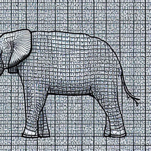 Prompt: A photo of an elephant, isometric view, white background