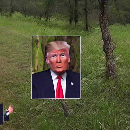 Image similar to trail cam footage of Donald trump