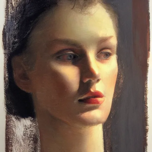 Prompt: portrait of a model for artists.. perfect lighting to reveal the structure of the face.