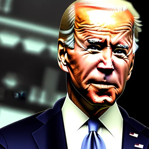 Image similar to Joe Biden looking sinister, by Tsutomu Nihei, highly detailed