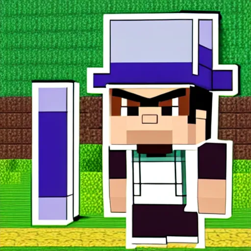 Image similar to jotaro in minecraft