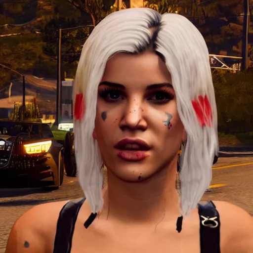 Image similar to pop singer Halsey in GTA V, 4k