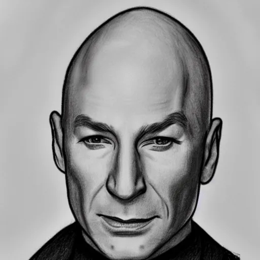 Image similar to a pencil sketch of jean - luc picard