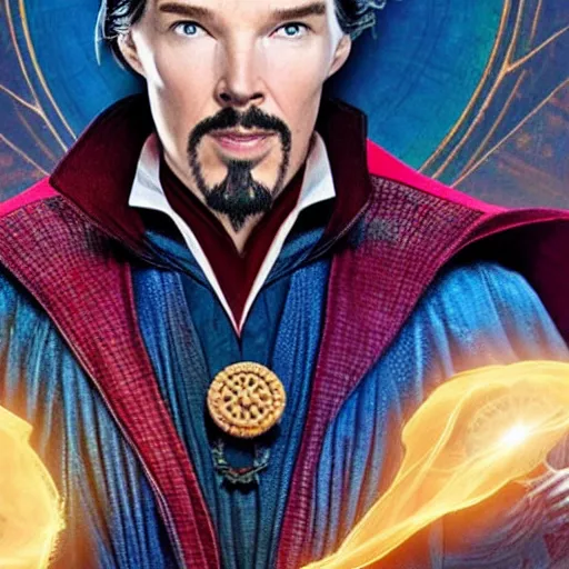 Image similar to doctor strange eating a graham cracker, 4k realistic photo