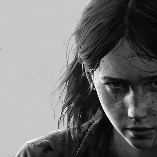 Image similar to portrait of Ellie from the last of us 2013 ,digital art,photorealistoc,art by greg rutkowski,hyperdetailed,western comic style,comic,comic style,sharp lineart,professional lighting,deviantart,artstation,trevor henderson,rossdtaws,cinematic,dramatic