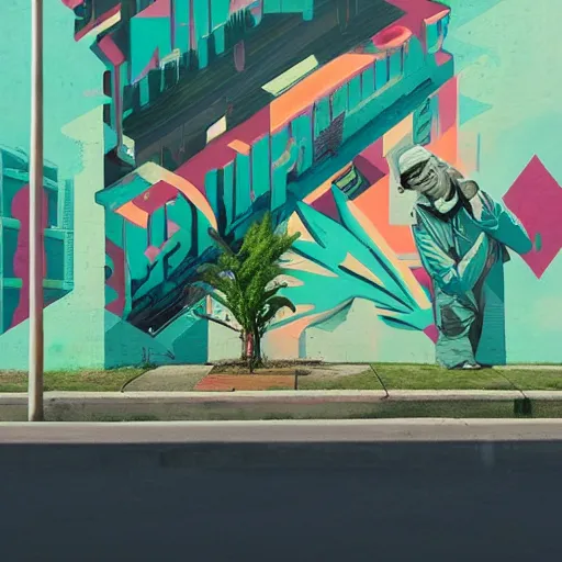 Prompt: matte painting yung miami, jt, weed, graffiti, hard edges, geometric 3 d shapes, stoned, og, street art, asymmetrical, mostly green, marijuana, 8 k, smoke, highly detailed masterpiece by sachin teng