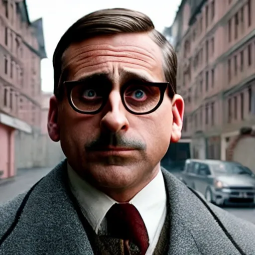 Image similar to steve carell staring in the grand budapest hotel