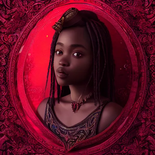 Image similar to portrait of wonderful princess of ruby with dark skin, ornate 8 k gorgeous intricate detailed, accent lighting, dramatic light, octane render