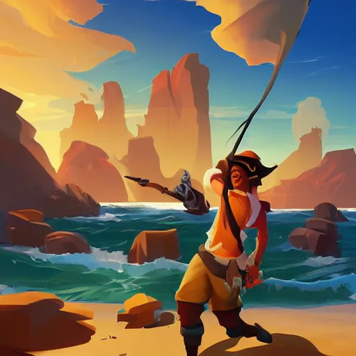 Image similar to painting treasure on sea of thieves game smooth median photoshop filter cutout vector, behance hd by jesper ejsing, by rhads, makoto shinkai and lois van baarle, ilya kuvshinov, rossdraws global illumination