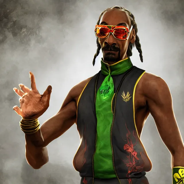 Image similar to snoop dogg cannabis in mortal kombat, character, videogame render, 4 k, artstation