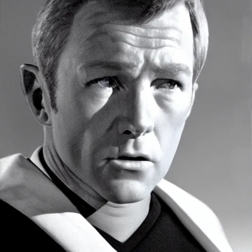 Image similar to photograph of captain j. kirk from star trek looking amazed with his mouth and eyes wide open. film still, detailed face!!, ultra realism, dramatic lighting, zeiss lens, canon eos, dynamic pose, 8 resolution, hyperrealism